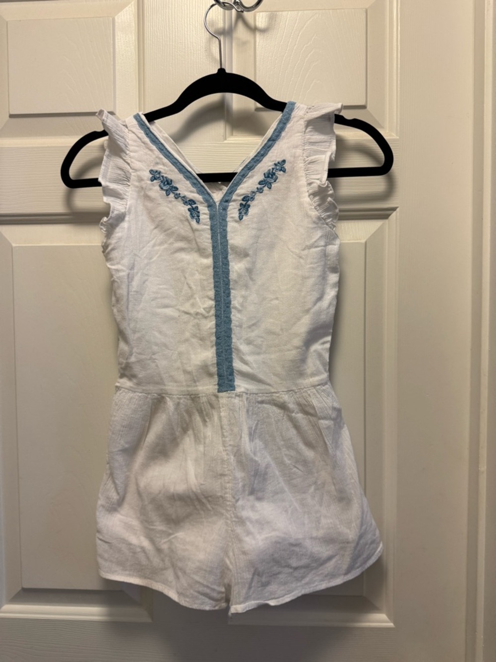Janie and Jack White Girls' Romper with Lined Shorts Embroidered